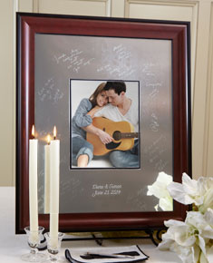 Mahogany Signature Frame Guest Book - I Do Engravables