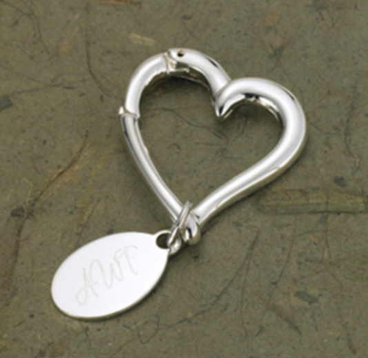 Personalized Heart Keychain with Oval Tag - I Do Engravables